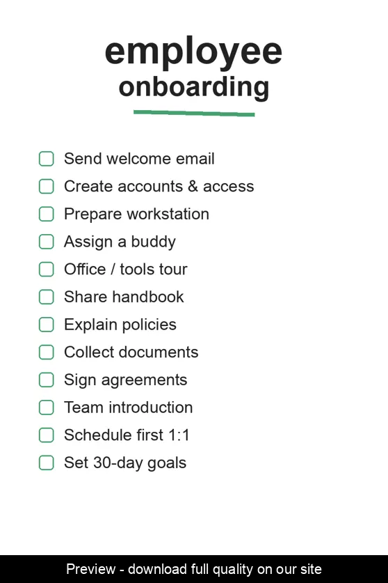 Employee Onboarding Checklist preview