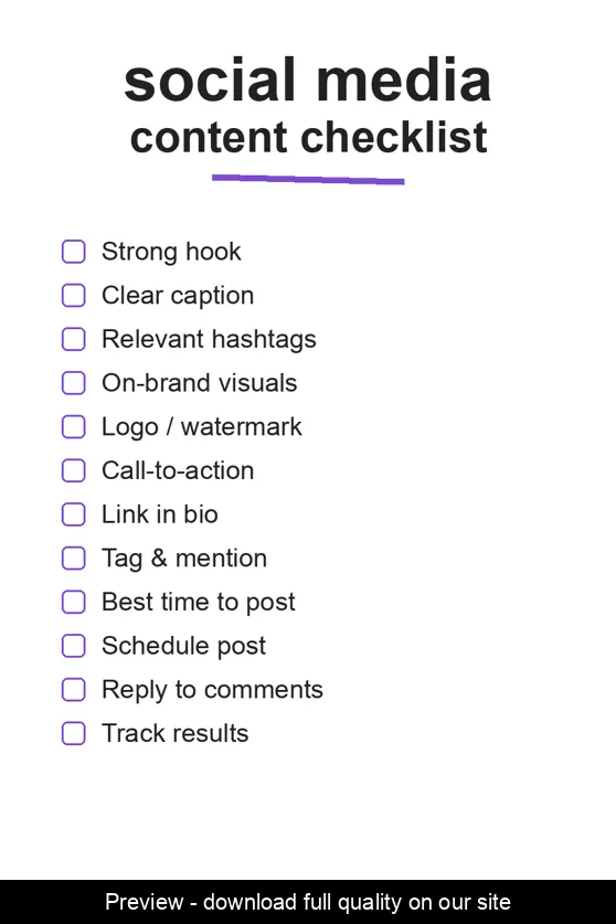 Social Media Content Checklist preview